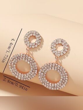 Target Rose Gold Crystal Double Circle Drop Earrings